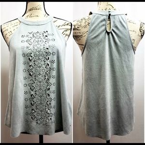 Mint suede tank top